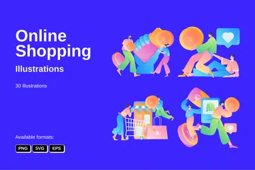 Compras online Pacote de Ilustrações