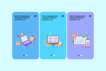 Compras online e informes infográficos Paquete de Ilustraciones