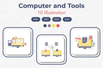 Computador e ferramentas Pacote de Ilustrações