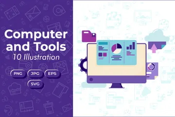 Computadora y herramientas Illustration Pack