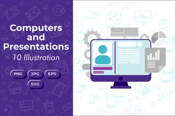 Computadoras y presentaciones Illustration Pack