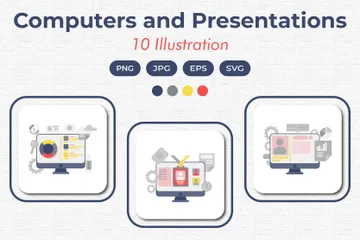 Computadoras y presentaciones Illustration Pack