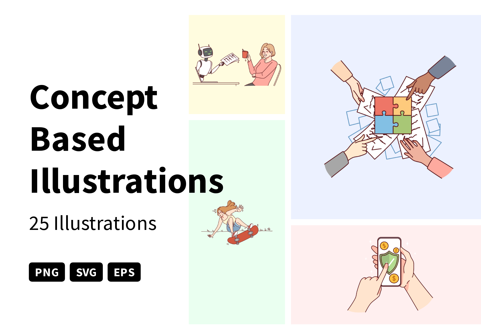 Concept Based Illustration Pack - 25 People Illustrations | SVG, PNG ...