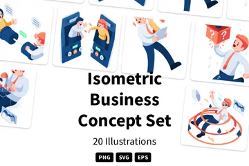 Conjunto de conceptos de negocio isométrico 50 Paquete de Ilustraciones