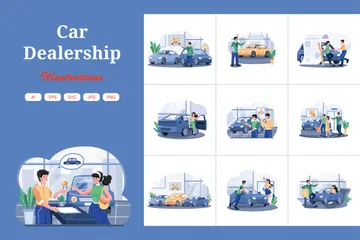 Concesionario de coches Paquete de Ilustraciones