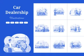 Concessionária de carros Pacote de Ilustrações