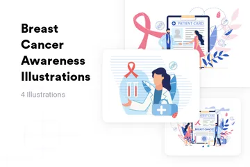 Conciencia del cáncer de mama Paquete de Ilustraciones