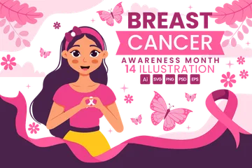 Conciencia del cáncer de mama Paquete de Ilustraciones