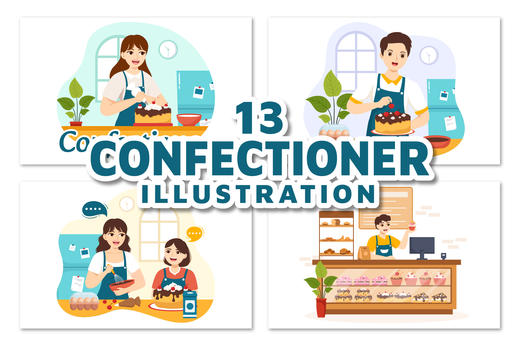 Premium Confectioner Illustration pack from Food & Drink Illustrations