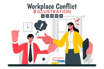 Conflito no local de trabalho Pacote de Ilustrações