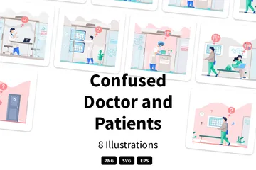 Confused Doctor And Patients Illustration Pack