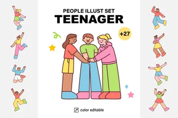 Conjunto de personagens adolescentes Pacote de Ilustrações