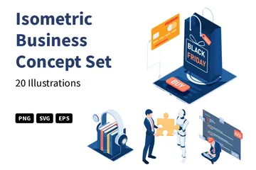 Conjunto de conceptos de negocio isométrico 47 Paquete de Ilustraciones