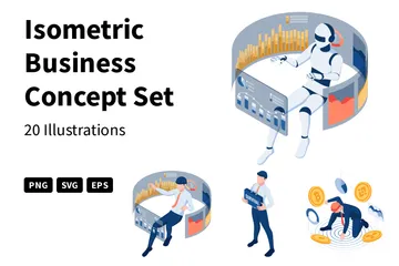 Conjunto de conceptos de negocio isométrico 48 Paquete de Ilustraciones