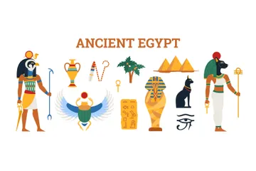 Conjunto de dioses del antiguo Egipto Paquete de Ilustraciones