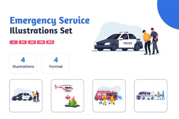 Conjunto de serviço de emergência Pacote de Ilustrações