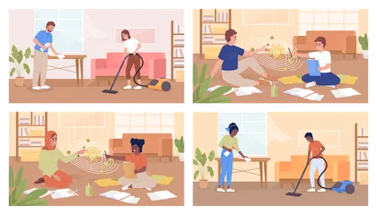 Connecting With Teens Through Chores And Homework Illustration Pack