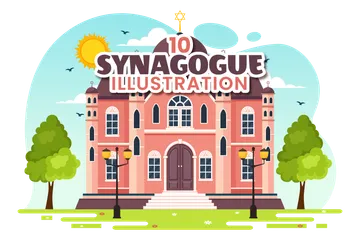 Edifício da Sinagoga Pacote de Ilustrações