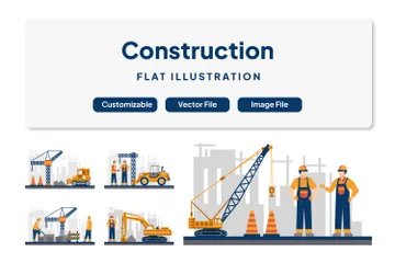 Construction Building Workers Illustration Pack