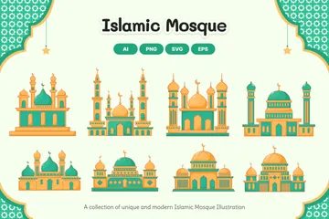 Construction d'une mosquée islamique Pack d'Illustrations