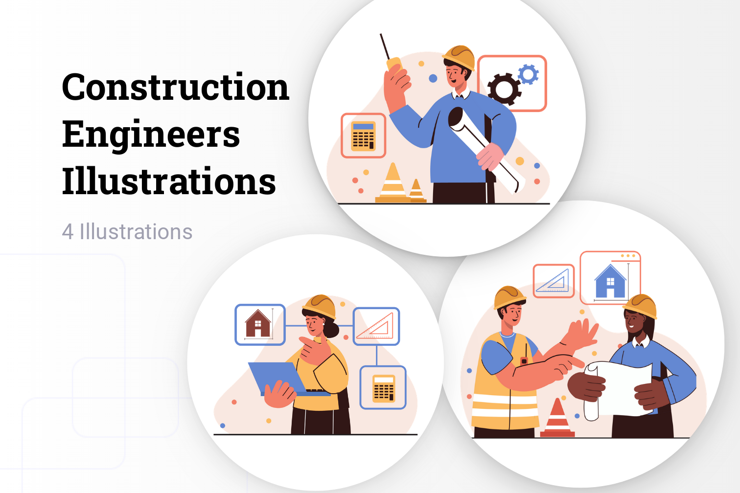 Premium Construction Engineers Illustration pack from Buildings Illustrations