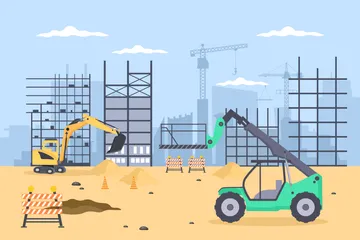 Construction Of Real Estate Illustration Pack