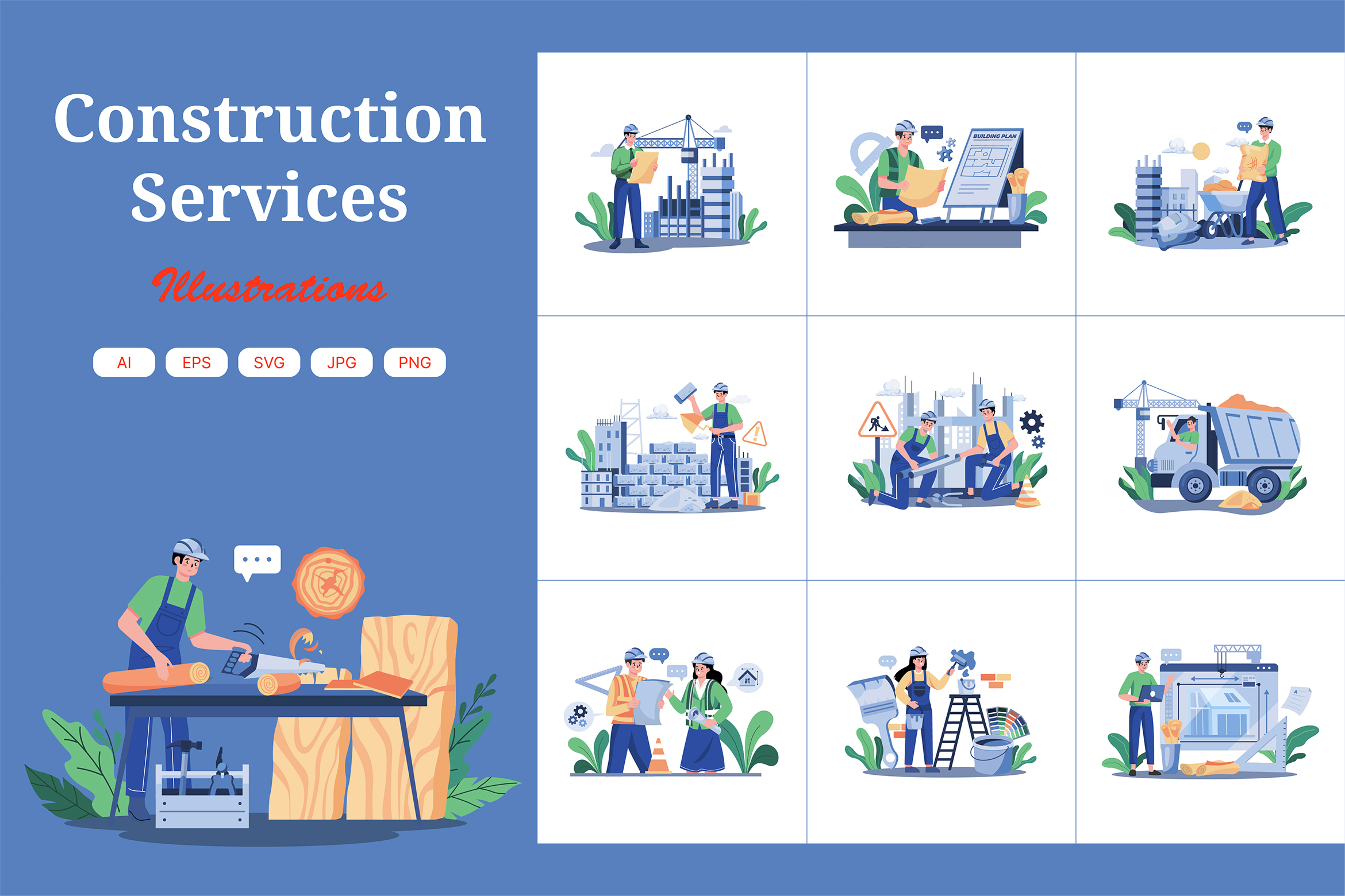 Premium Construction Services Illustration pack from Tools & Equipment ...