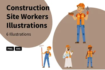 Construction Site Workers Illustration Pack