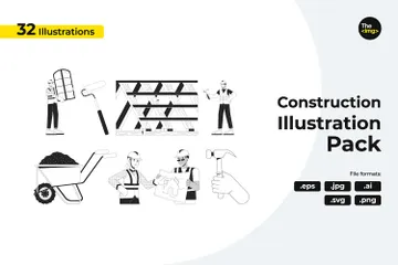 Contratistas Constructores Paquete de Ilustraciones