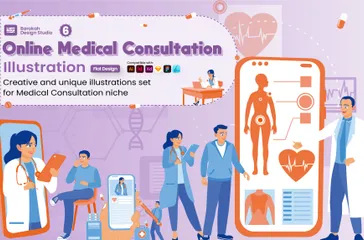 Consultation médicale en ligne Pack d'Illustrations