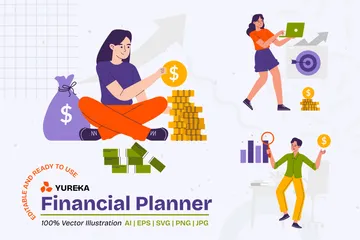 Consultor financeiro Pacote de Ilustrações