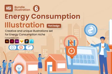 Consumo de energia Pacote de Ilustrações