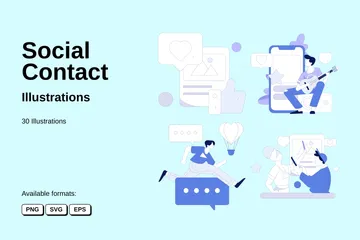 Contact social Pack d'Illustrations