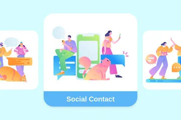 Contact social Pack d'Illustrations