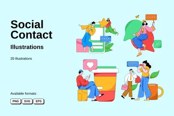 Contact social Pack d'Illustrations