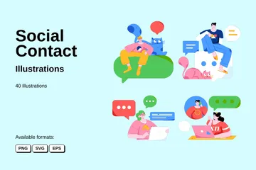 Contact social Pack d'Illustrations