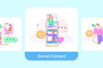 Contact social Pack d'Illustrations