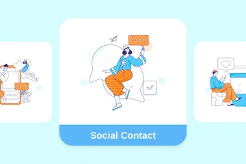 Contact social Pack d'Illustrations