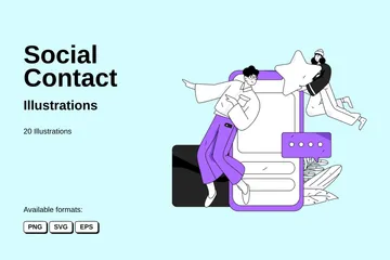 Contact social Pack d'Illustrations