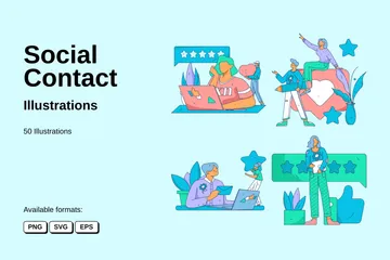 Contact social Pack d'Illustrations