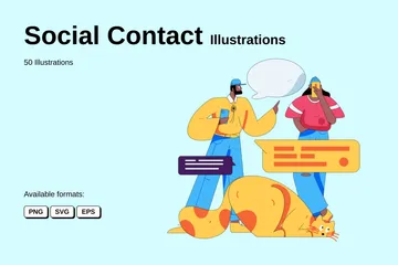 Contacto social Paquete de Ilustraciones