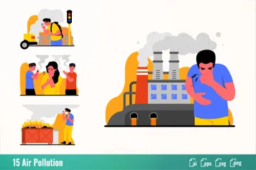 La contaminación del aire Paquete de Ilustraciones