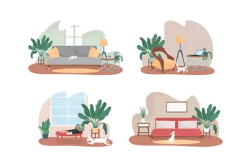 Contemporary Home Space Illustration Pack