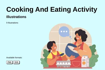 Cooking And Eating Activity Illustration Pack