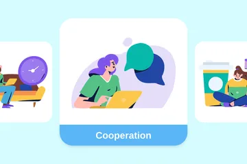 Coopération Pack d'Illustrations