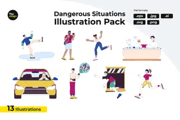 Coping With Dangerous Situations Illustration Pack