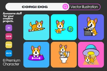 Corgi-Hund Illustrationspack