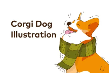 Corgi-Hund Illustrationspack