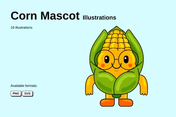 Corn Mascot Illustration Pack