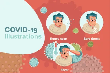Corona-virus, Rhume, Vaccin Pack d'Illustrations